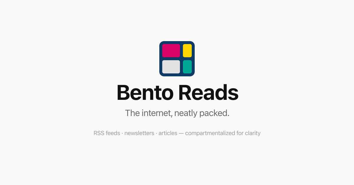 Bento Reads newspaper-style dashboard